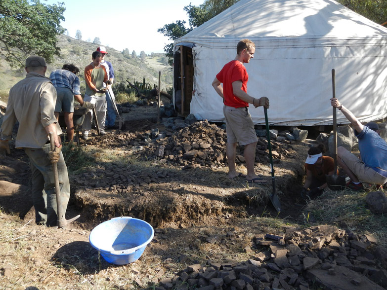 Foundation drainage trench goes all around the future room