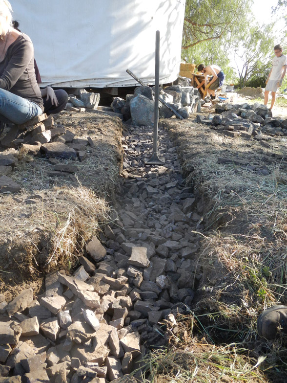 Step 2 - filling the trench with gravel