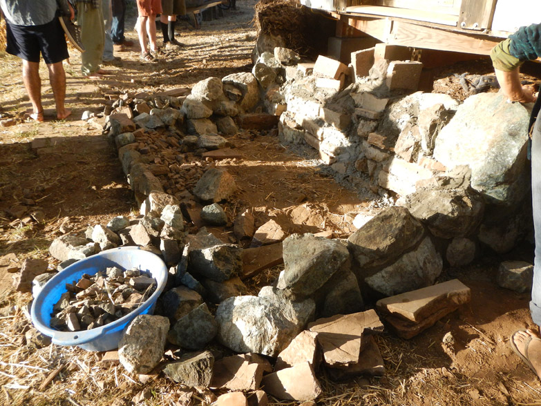 Starting the stairs - to be constructed like a puzzle from rocks found on-site